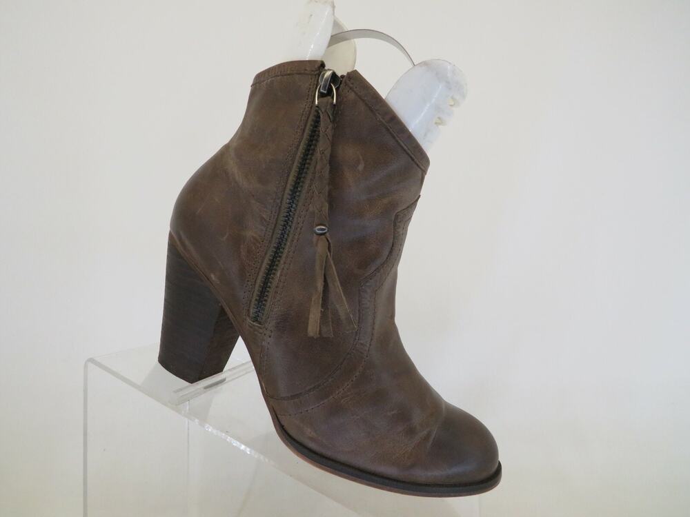 ALDO Womens Sz 38.5 EUR Brown Leather Zip Fashion Ankle Boots Booties